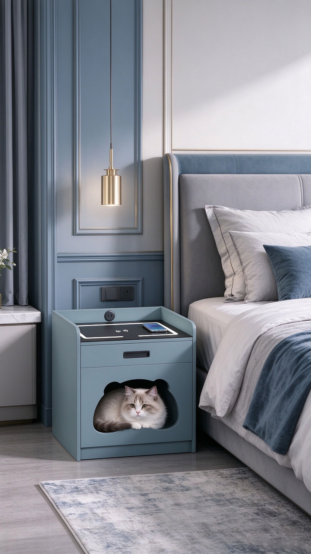 Bedside Table with Wireless Charger