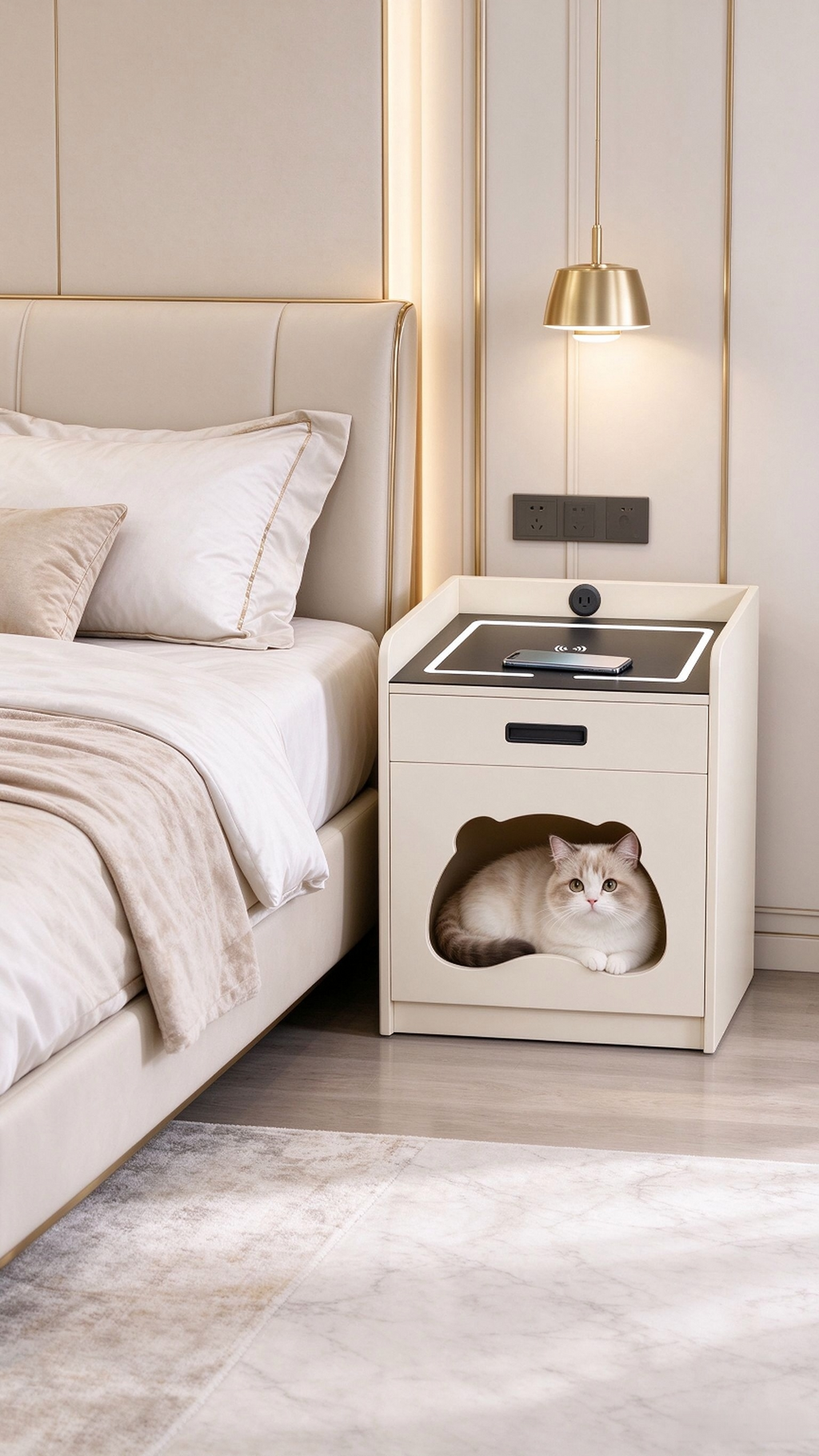 Bedside Table with Wireless Charger