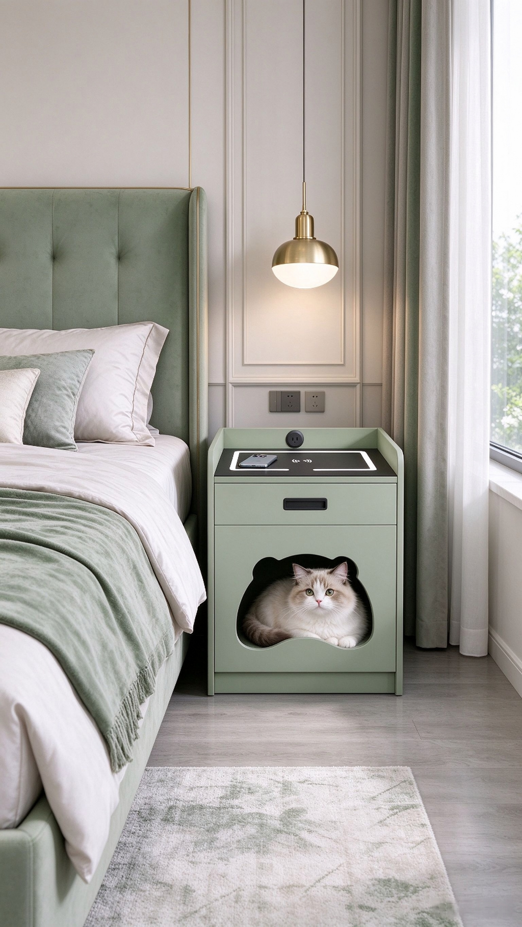 Bedside Table with Wireless Charger