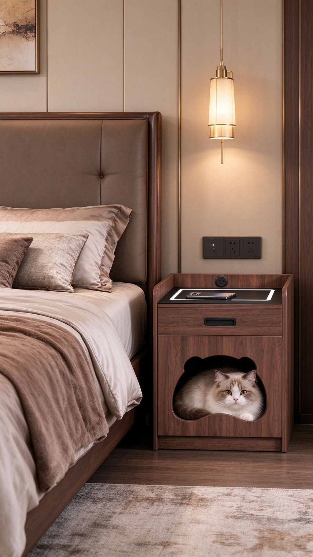 Bedside Table with Wireless Charger