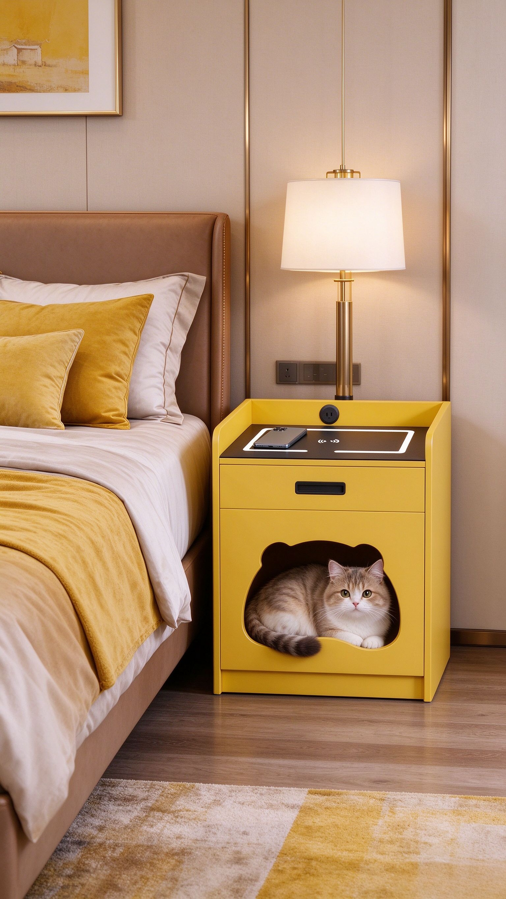 Bedside Table with Wireless Charger